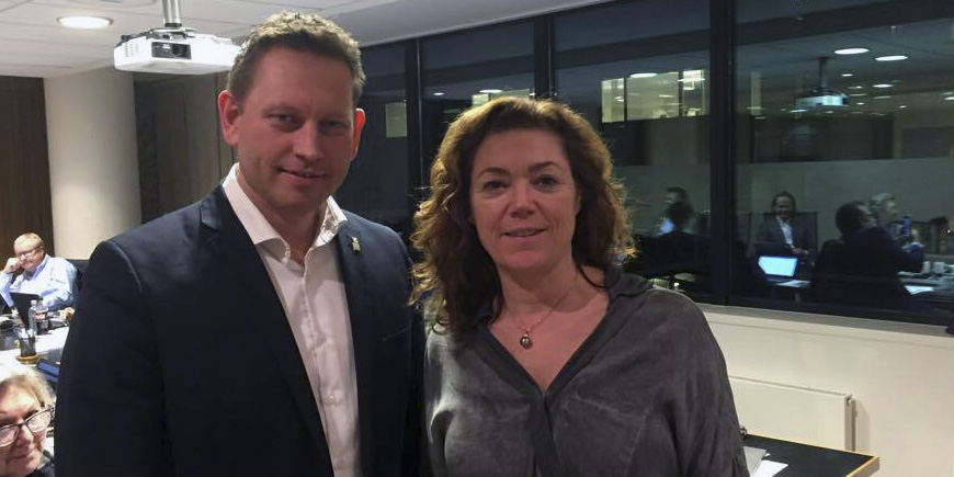 Vegard Einan, leder for YS Privat og NHOs direktør Kristin Skogen Lund.