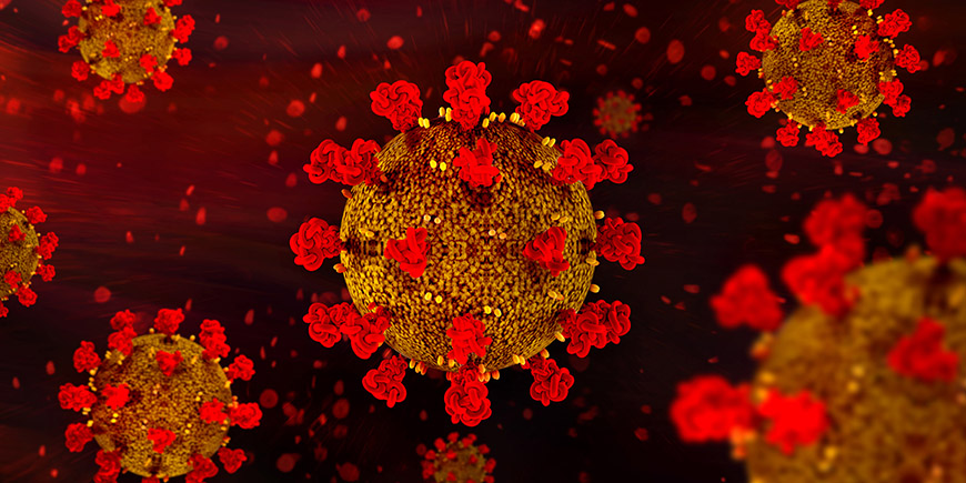 corona virus COVID-19 microscopic virus corona virus disease 3d illustration
GEMINI PRO STUDIO / Shutterstock / NTB scanpix